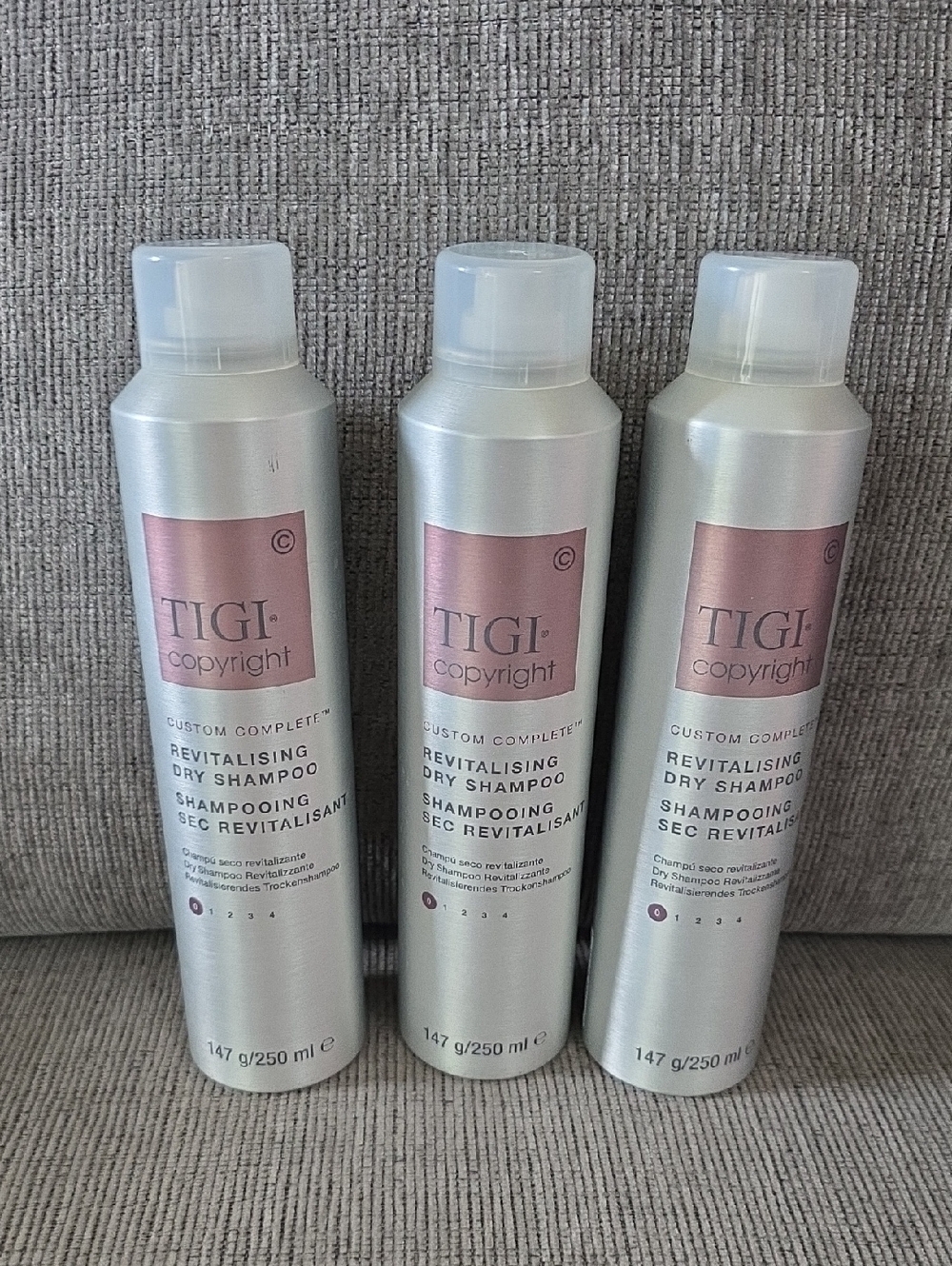 TIGI Copyright Revitalising Dry Shampoo, 3 Bottles, New, 250ml Each.